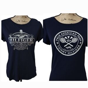 2 Tommy Hilfiger Graphic Short Sleeve Navy Soft Tees - Medium